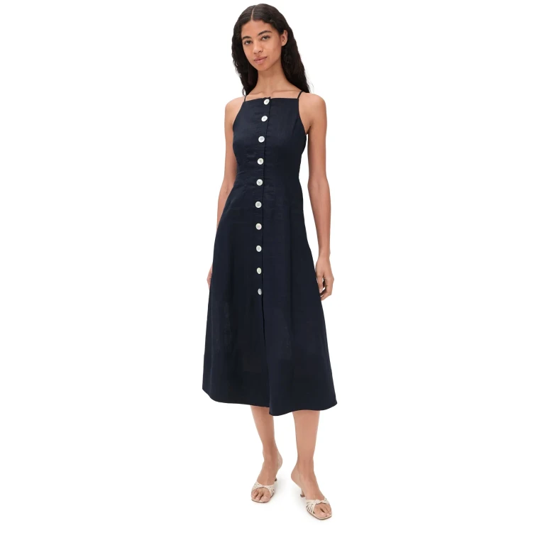 Veronica Beard Georges Linen Dress Navy 8