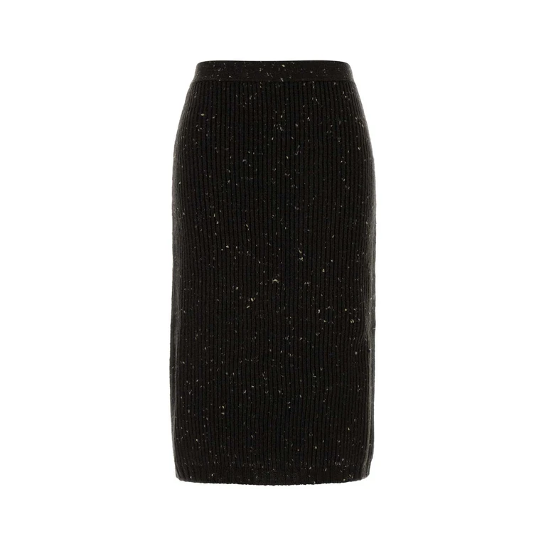 Bottega Veneta Melange Dark Brown Wool Blend Skirt Fondant Exterior: Viscose Gonne - Women