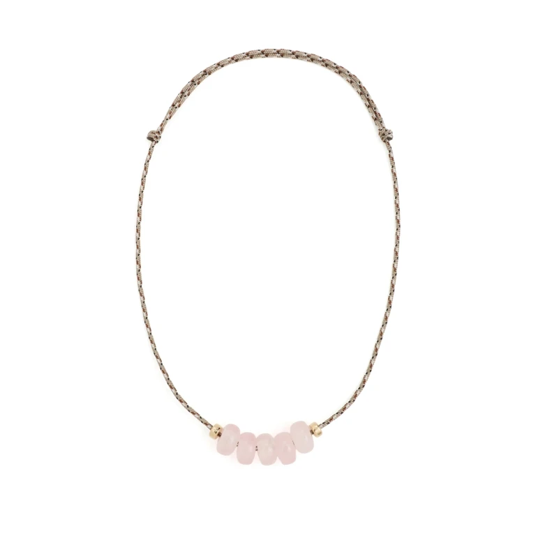 Zoe Chicco 14k Rose Quartz Slider Desert Necklace 14k Yellow Gold One Size