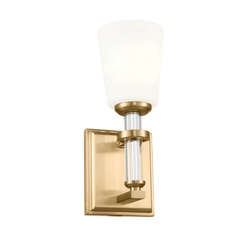Brushed Natural Brass One Light Wall Sconce from the Rosalind Collection