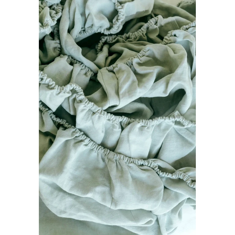 Linen fitted sheet in Sage Green