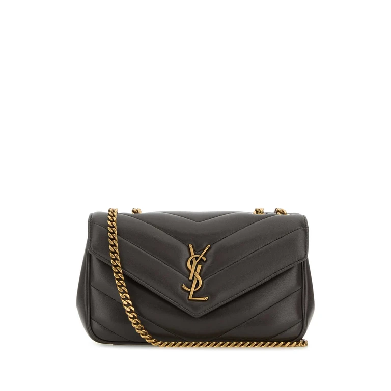 Saint Laurent Dark Grey Leather Small Loulou Shoulder Bag Urbanchic Borse A Tracolla - Women