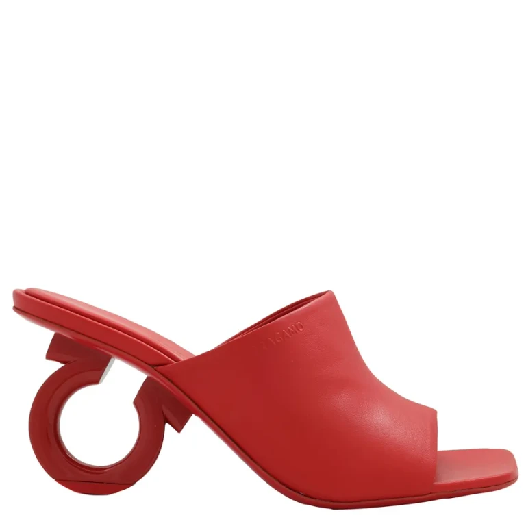 Ferragamo Ladies Red Nappa Astro 70 Elinda Slide Sandals