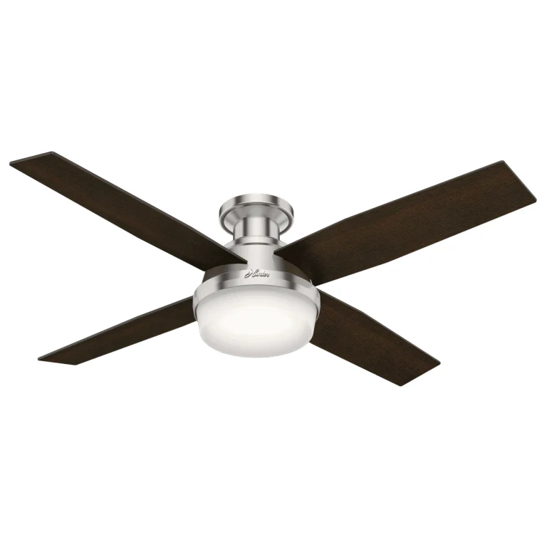 Hunter Dempsey 2-Light 52" Indoor Flush Mount Ceiling Fan in Brushed Nickel