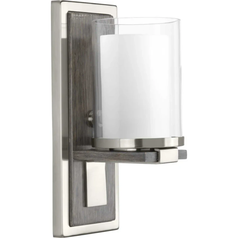 Brushed Nickel One Light Wall Sconce from the Mast Collection