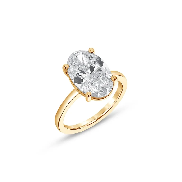 Certified Lab Grown Oval Diamond Engagement Ring in 18K Yellow Gold, 2.0 tcw