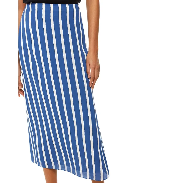 Whistles Crinkle Stripe Midi Skirt