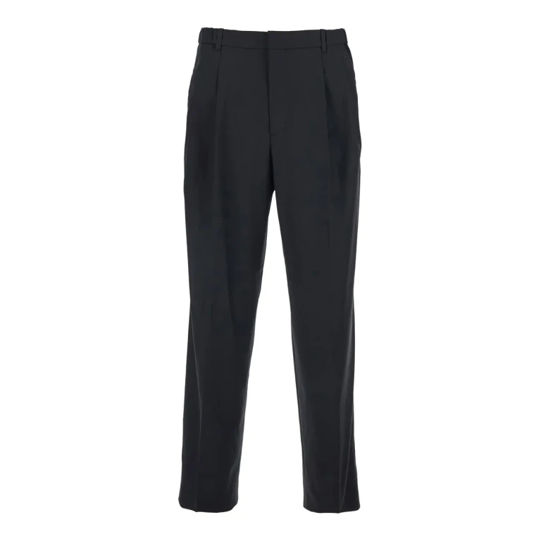 Calvin Klein travel Black Pants With Wide Leg And Belt Loops In Wool Blend For Men