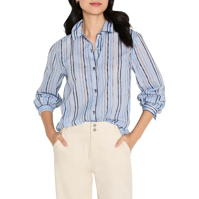 Nic+Zoe Drifty Painted Stripe Cotton Shirt