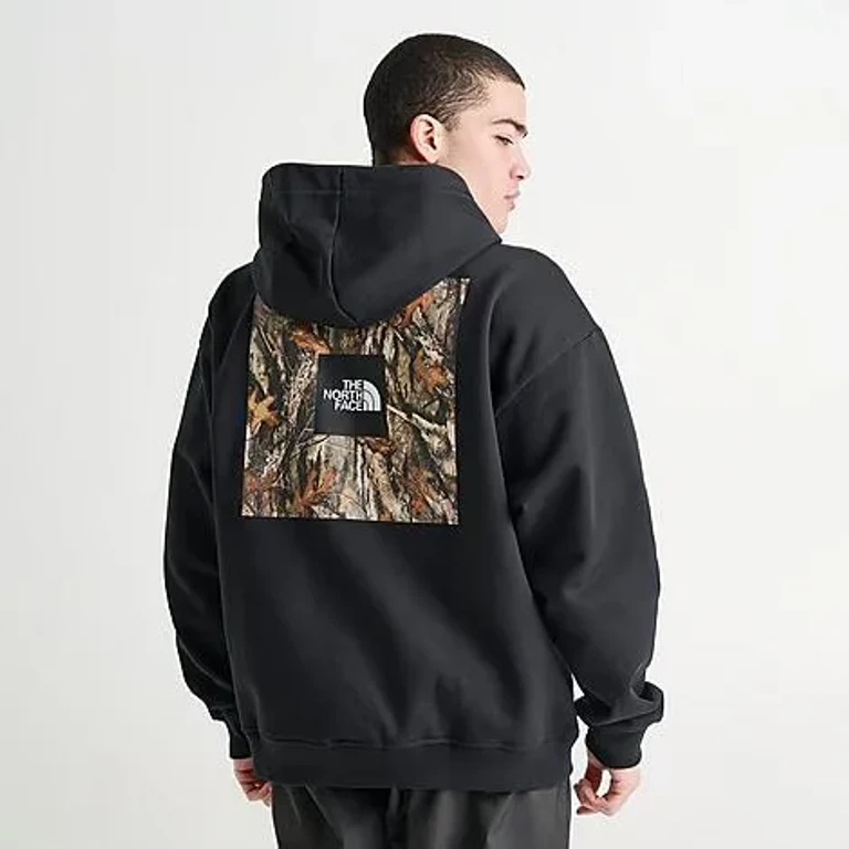 The North Face Men's Forest Print Heavyweight Oversized Pullover Hoodie in TNF Black Size: Small