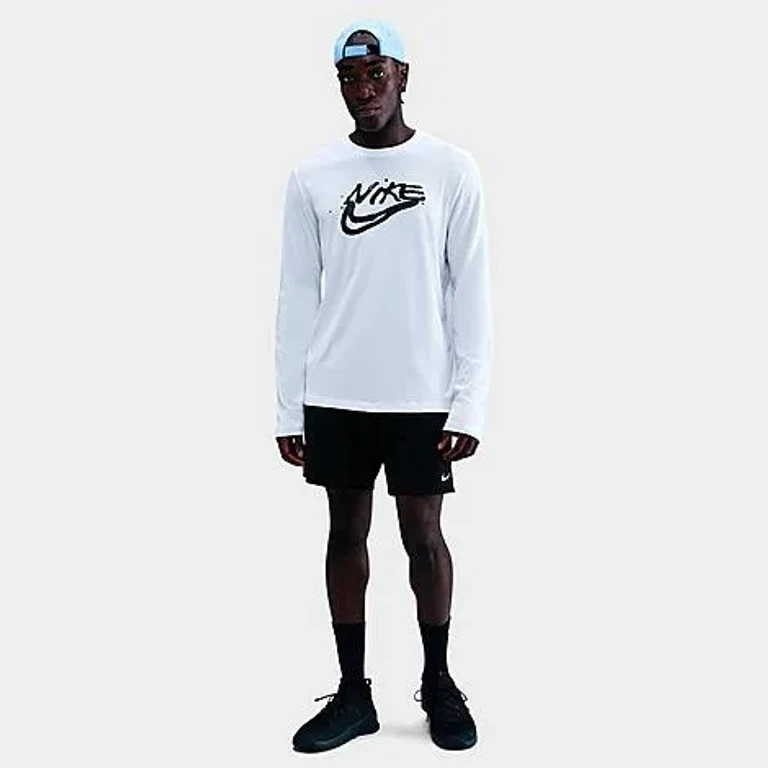 Nike Men's Dri-FIT Long Sleeve Graphic T-Shirt in White Size: Small