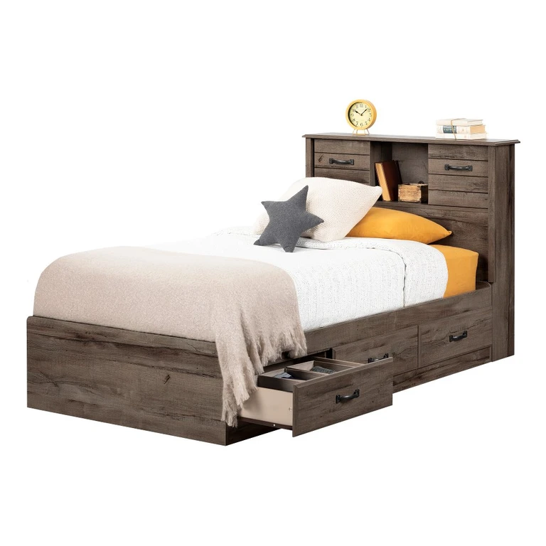 Ulysses Brown Twin Bed and Headboard Set - South Shore