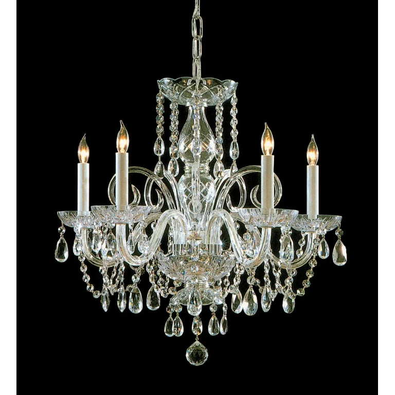 Traditional Crystal 5-Light 21" Traditional Chandelier in Polished Brass with Clear Hand Cut Crystals