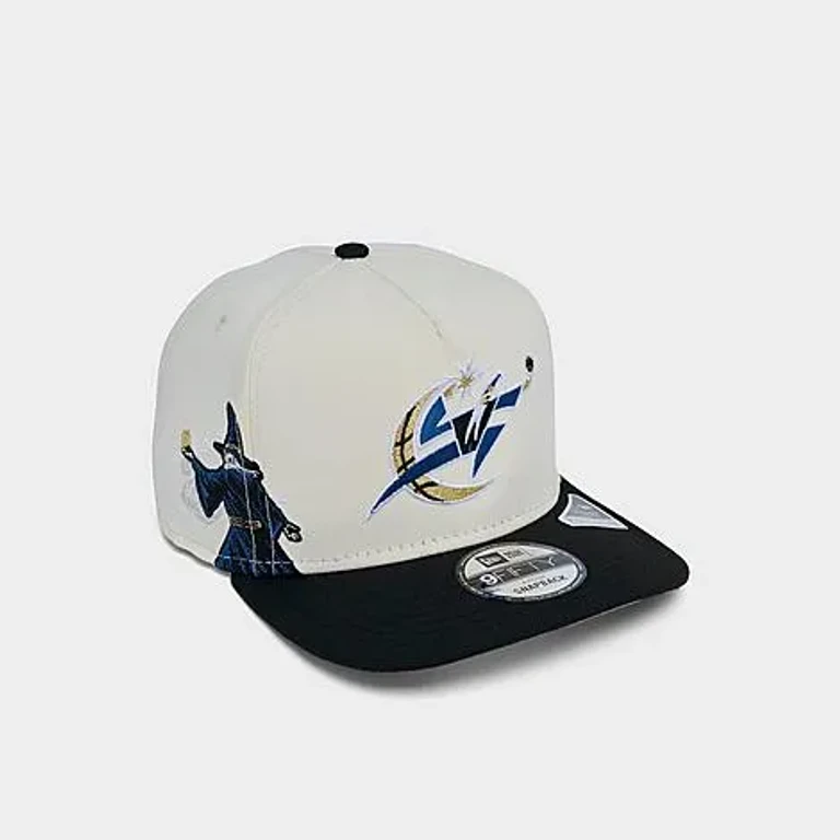 Washington Wizards NBA Hardwood Classics 9FIFTY A-Frame Snapback Hat in Chrome/Black