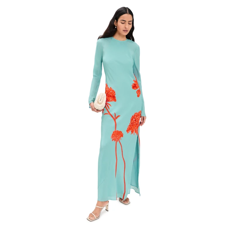 SIR. Amelie Long Sleeve Silk Maxi Dress Flore 1