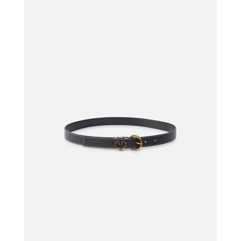 Pinko - Ceinture en cuir foulonné avec détail Love Birds 2,5 cm - XS
