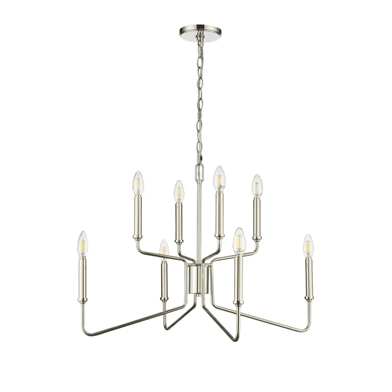 Polished Nickel Eight Light Chandelier from the Raven Collection