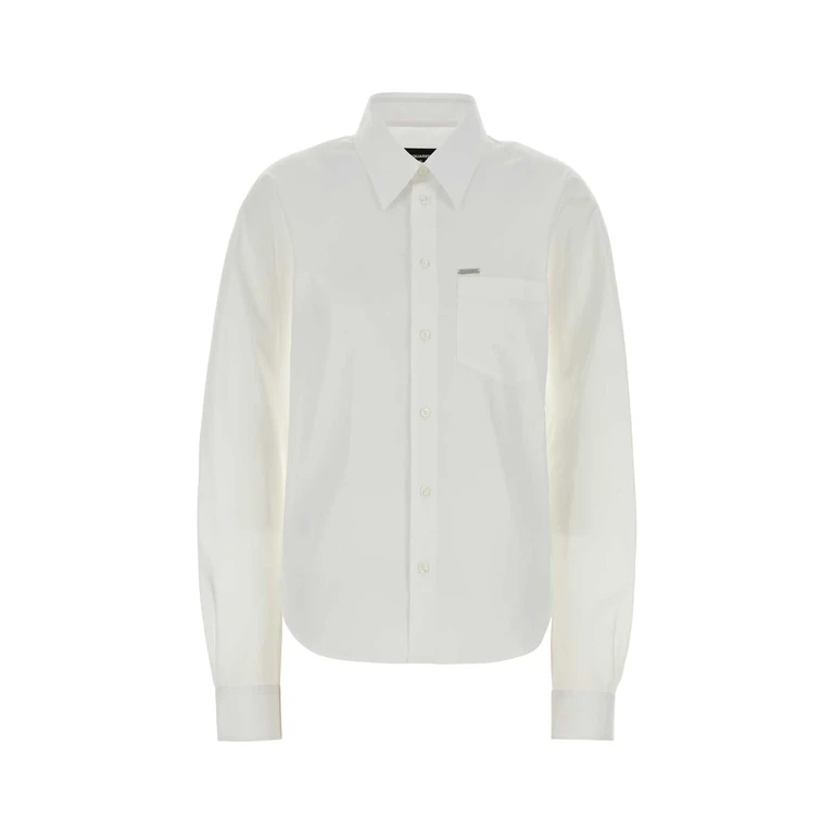 Dsquared2 White Poplin Shirt Lightblue Exterior: Cotton Camicie - Women