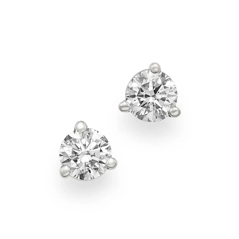 Certified Diamond Stud Earrings in 18K White Gold, 0.33 tcw