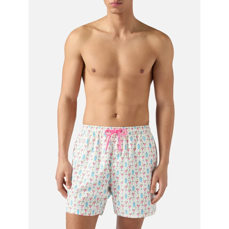 Mc2 Saint Barth White Lighting Micro Swim Shorts With Cosmo All-Over Print Swimshort - Men
