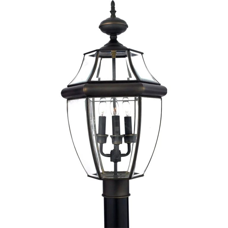 Quoizel Newbury 3-Light 13" Outdoor Post Light in Medici Bronze - NY9043Z