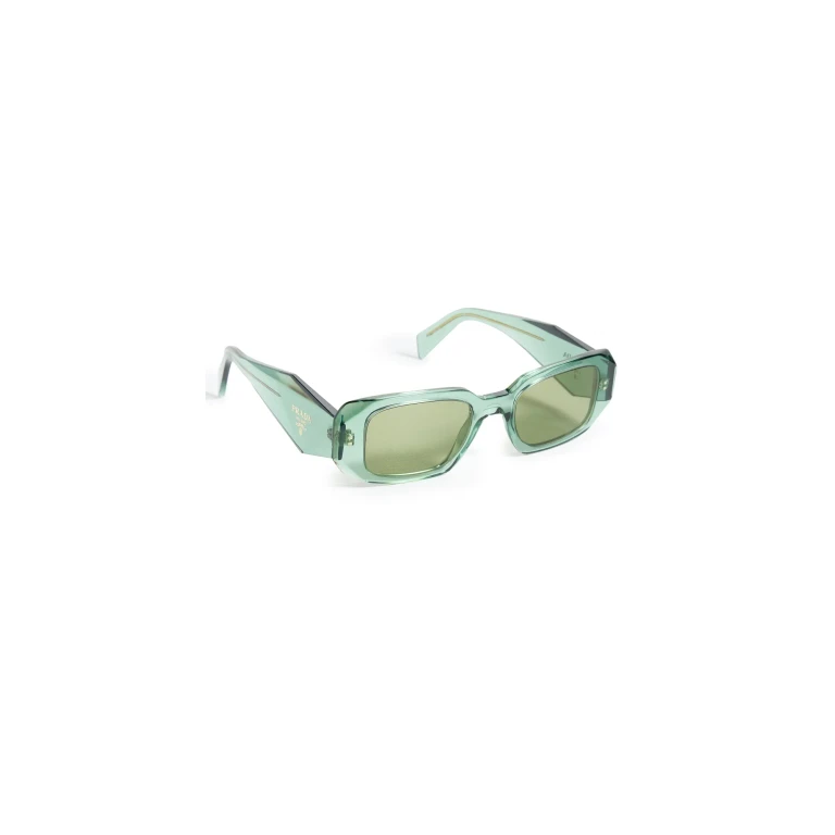Prada PR 17WS Rechteckige Sonnenbrille Transparent Salbei