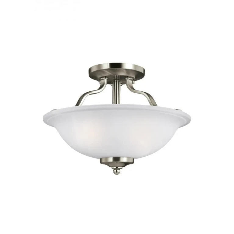 Brushed Nickel Two Light Semi-Flush Mount from the Emmons Collection