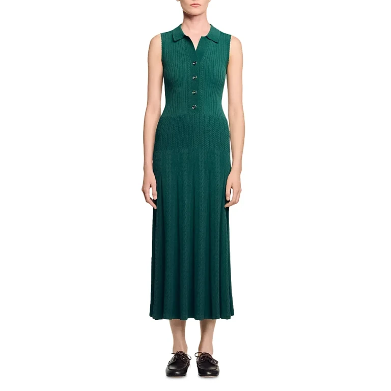 Sandro Polo Neck Rib Knit Dress