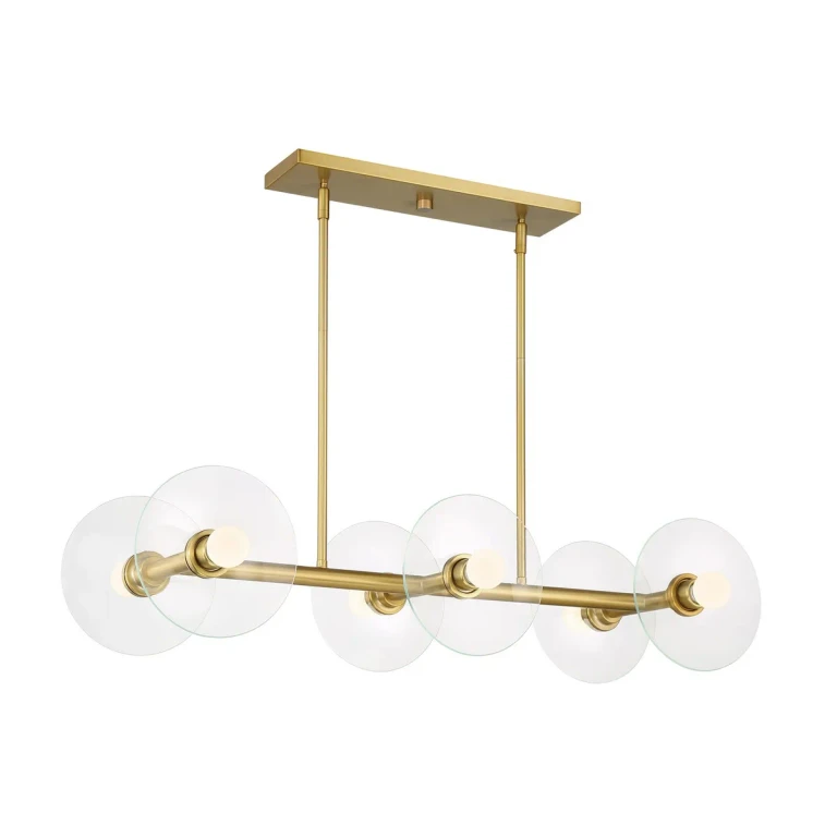 Brushed Gold Six Light Island Pendant from the Litto Collection