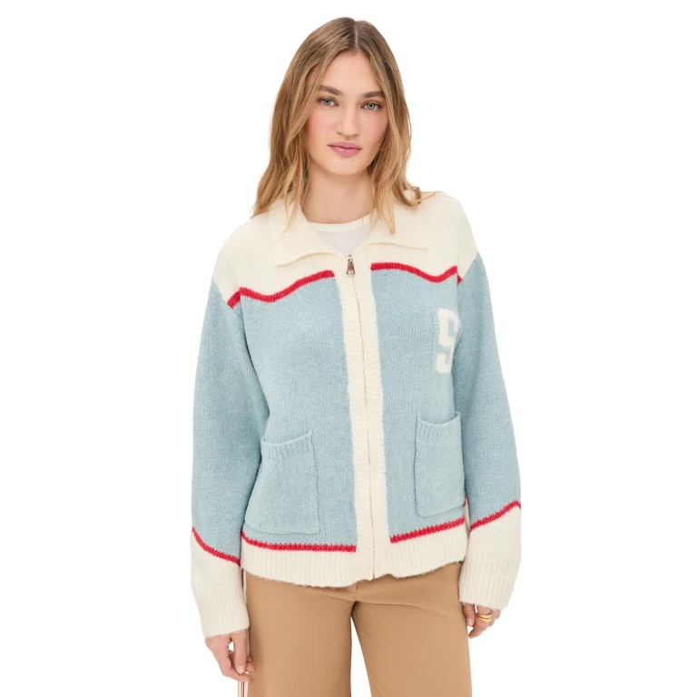 Bailey Rose Vintage Ski Cardigan Sky Blue L