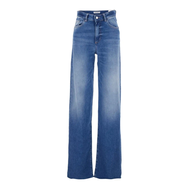Icon Denim Blue Jeans With Five-pocket Design And Logo Patch On The Back In Denim For Women