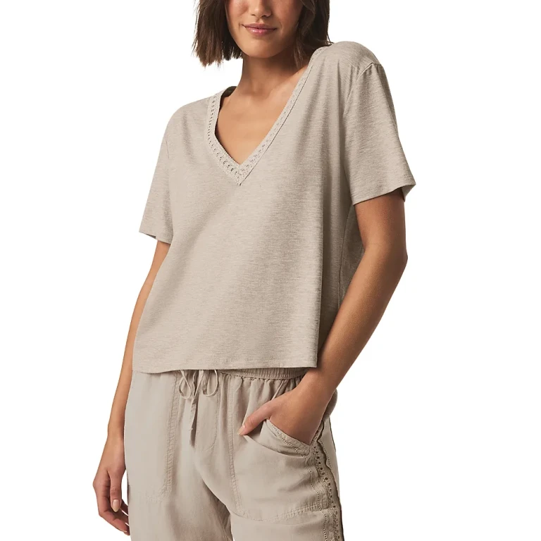 Splendid Dawn Crochet Trim Tee