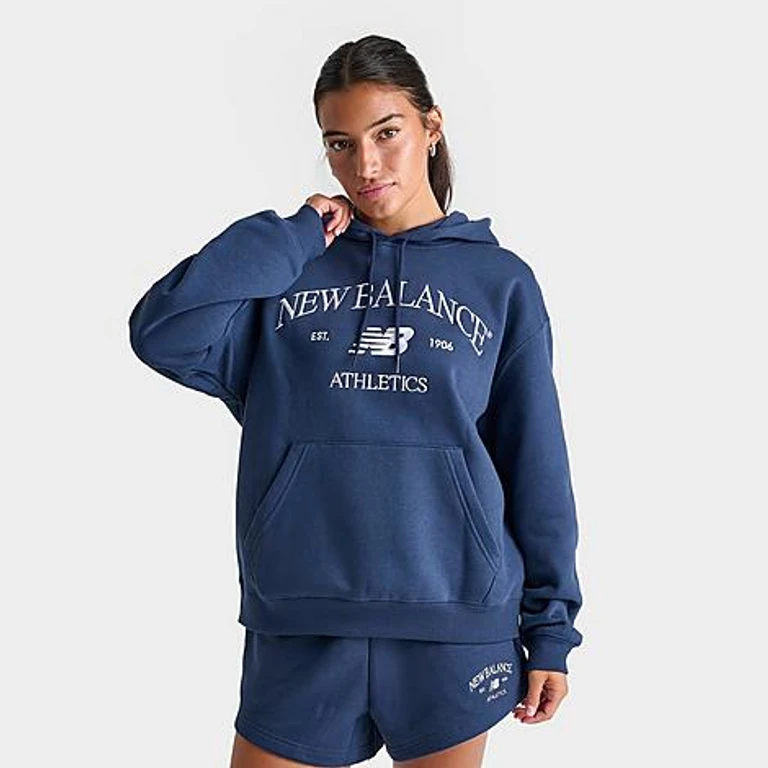 New Balance Women's Rise Pullover Hoodie in Navy Size: XS