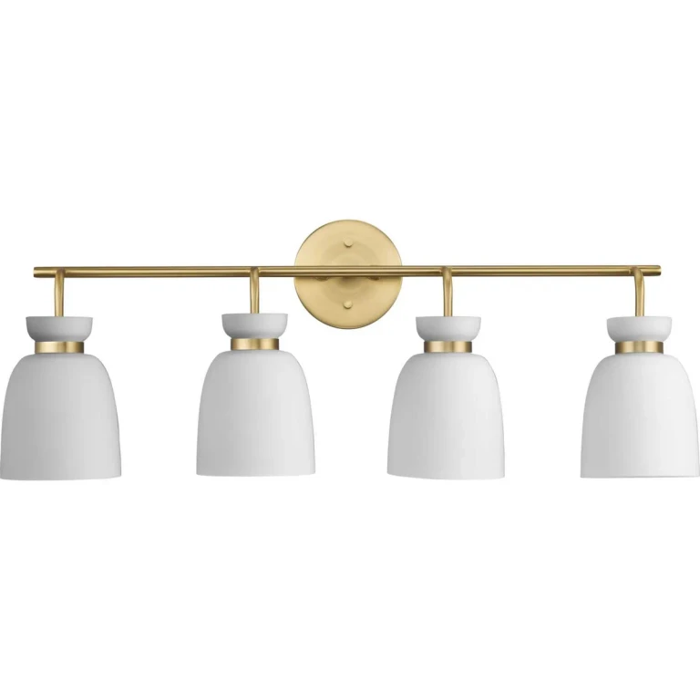 Brushed Gold Four Light Bath & Vanity from the Lexie Collection