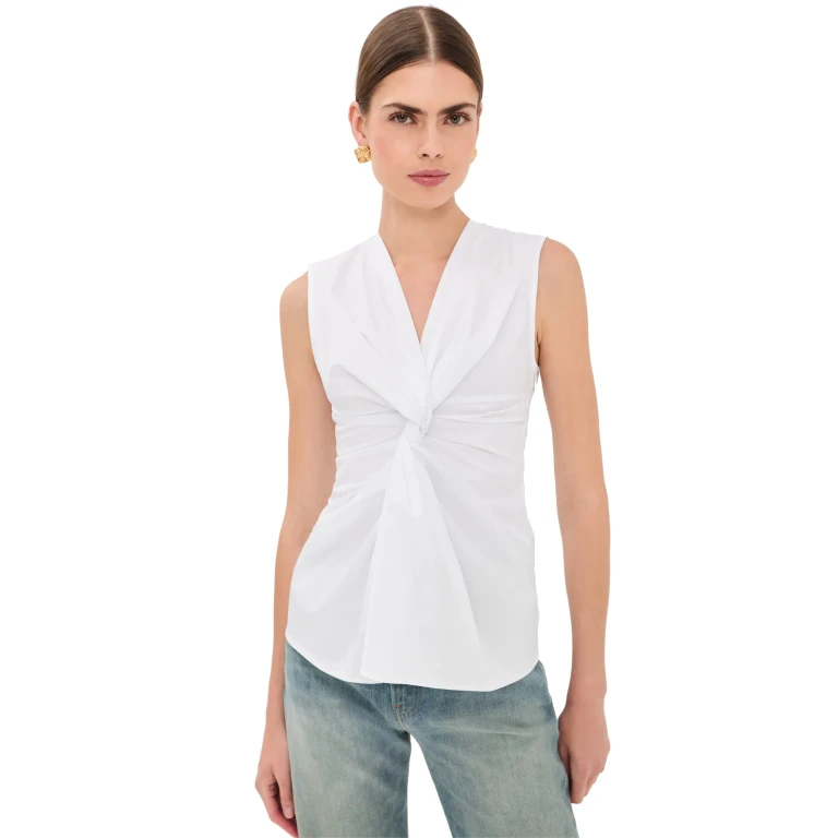 Balmain Cotton Twist Detail Top Blanc Optique 38