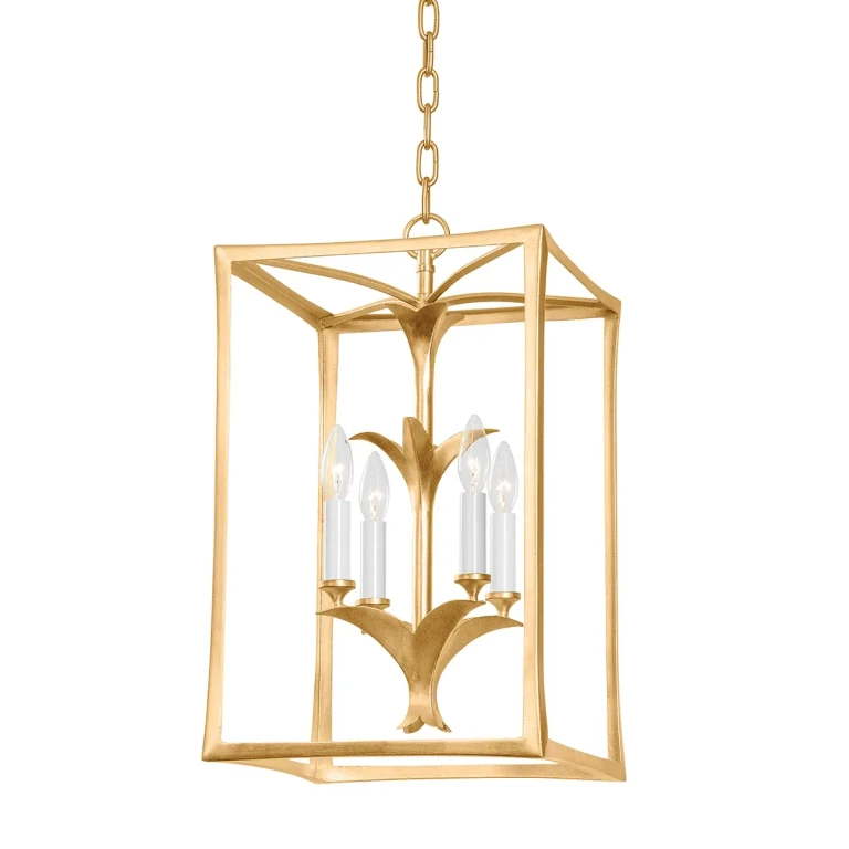 Vintage Gold Leaf Four Light Lantern from the Bergamo Collection