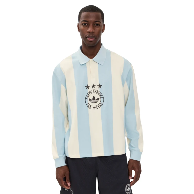 adidas Long Sleeve Rugby Shirt Blue L
