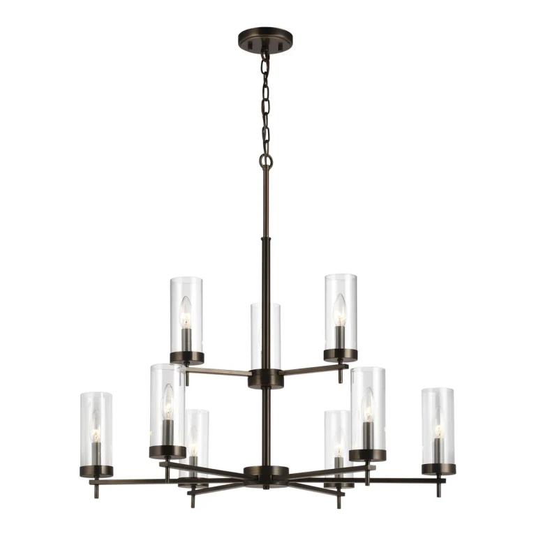 Brushed Oil Rubbed Bronze Nine Light Chandelier from the Zire Collection