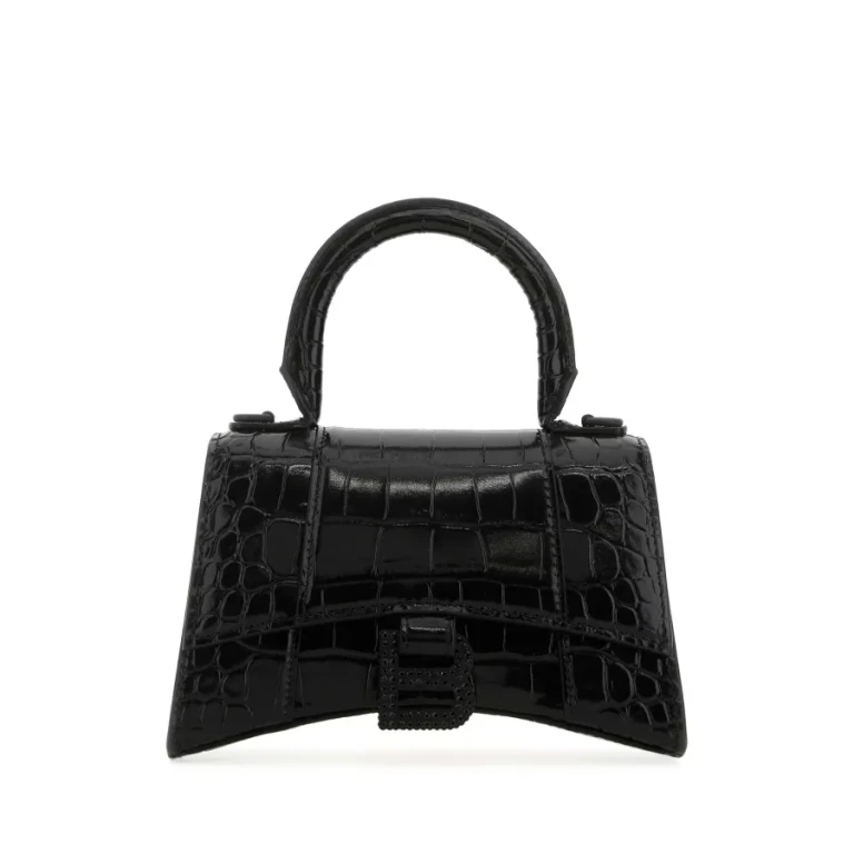 Black Leather Xs Hourglass Handbag
