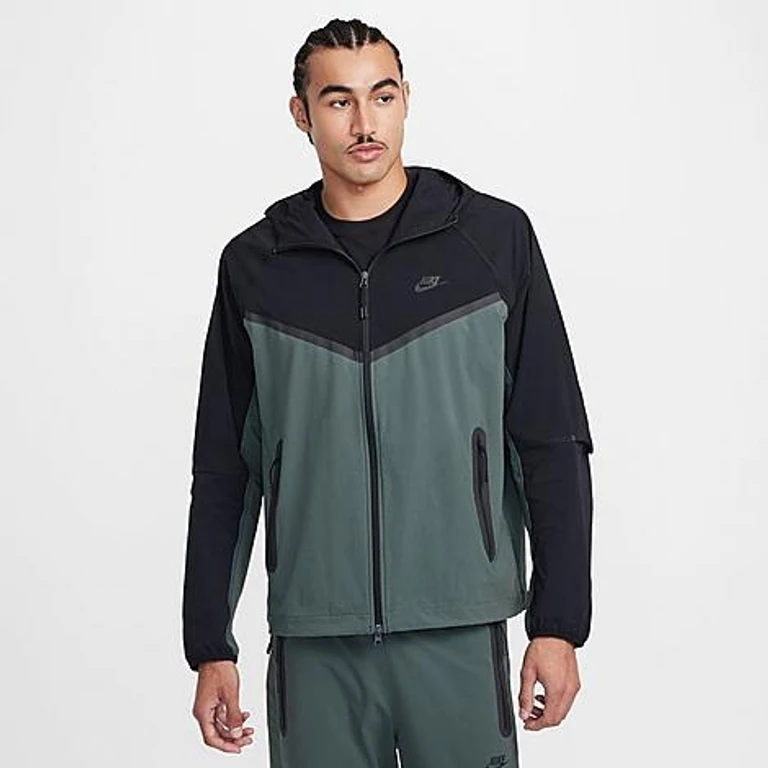 Nike Men's Tech Windrunner Woven Full-Zip Jacket in Vintage Green/Black Size: XS