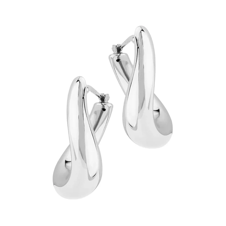 Oval Twist Hoop Earrings in 14K White Gold