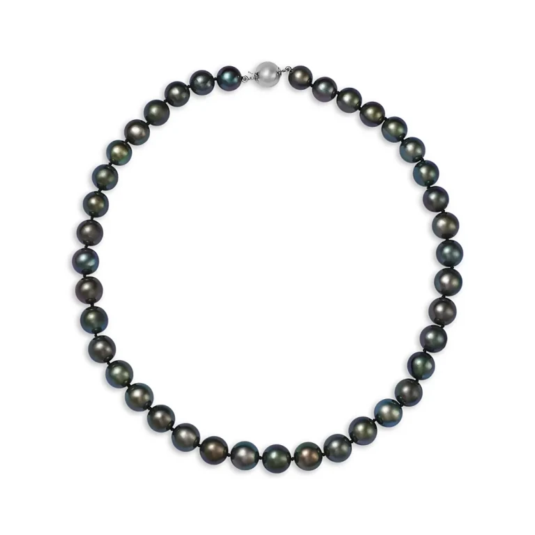 Tahitian Black Pearl Necklace in 14K White Gold, 18
