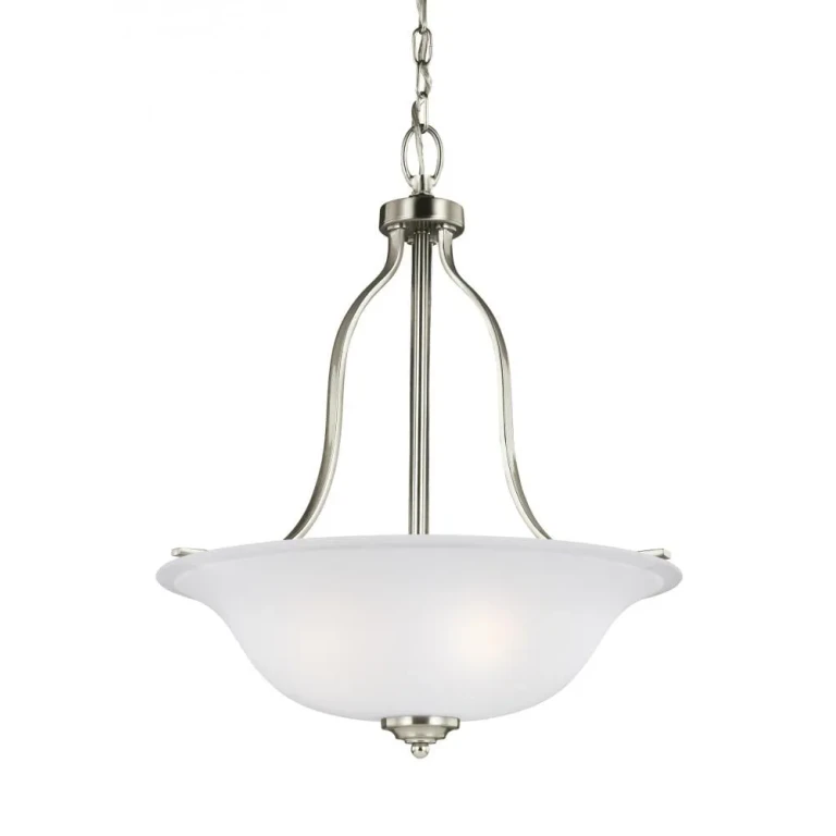 Brushed Nickel Three Light Pendant from the Emmons Collection