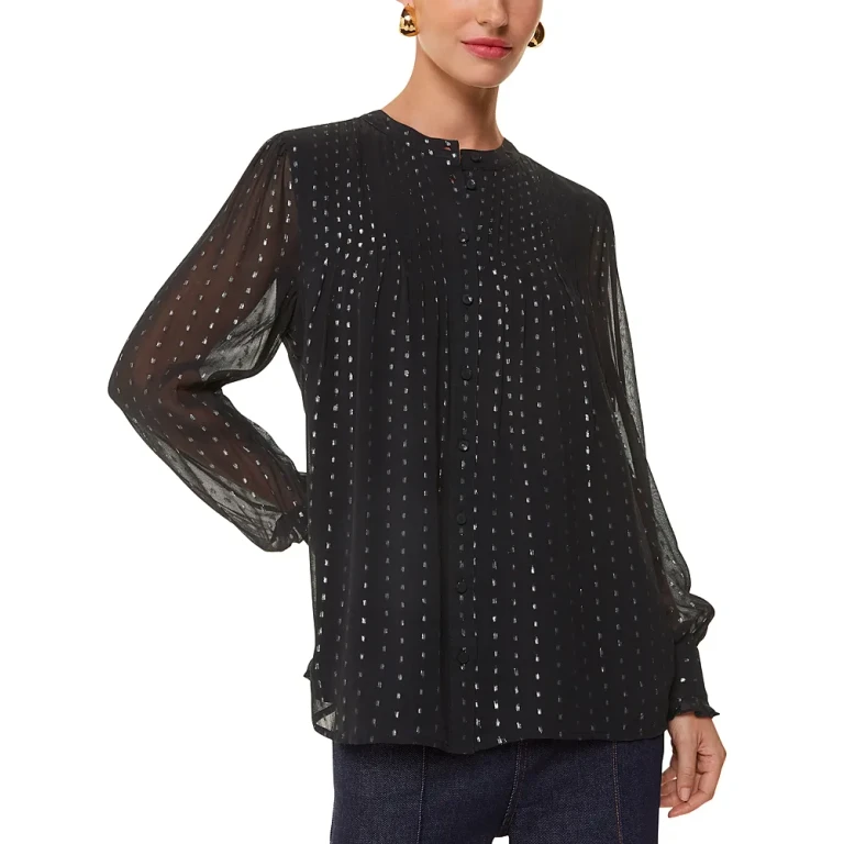 Whistles Petites Metallic Stripe Shirt