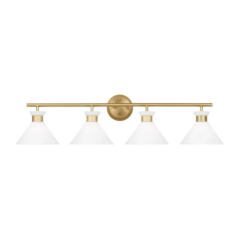 Satin Brass Four Light Bath from the Belcarra Collection