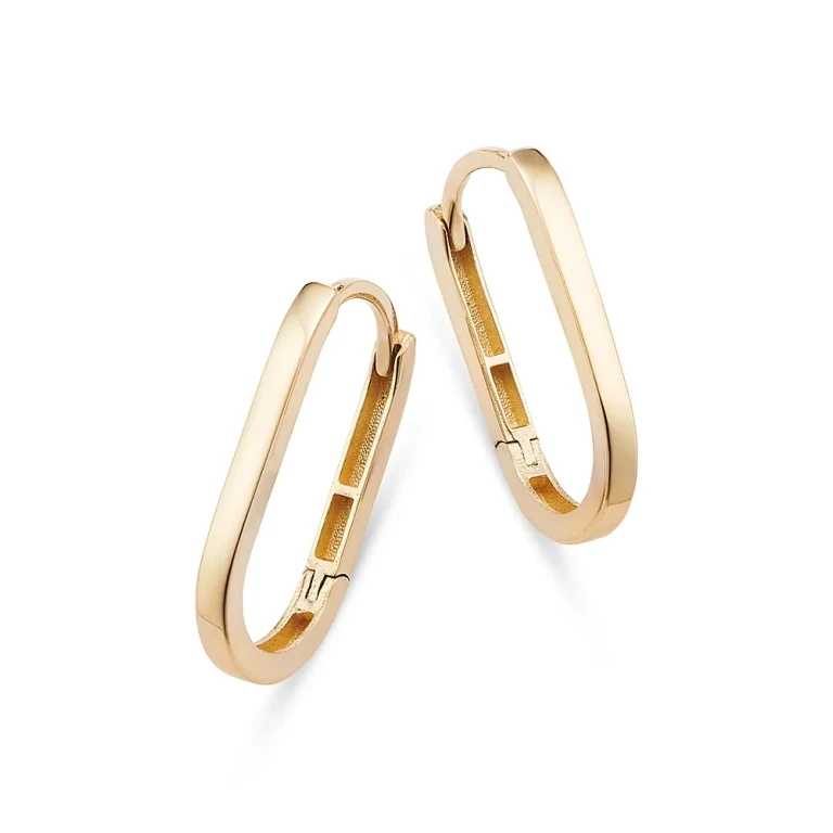 14K Yellow Gold Square Tube Hoop Earrings