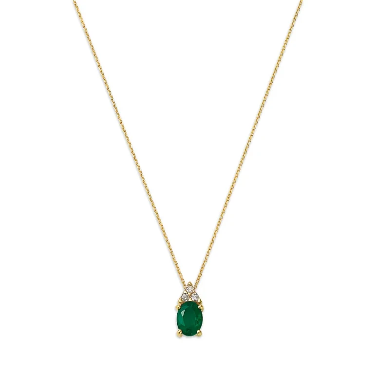Bloomingdale's Fine Jewelry Emerald & Diamond Pendant Necklace in 14K Yellow Gold, 16