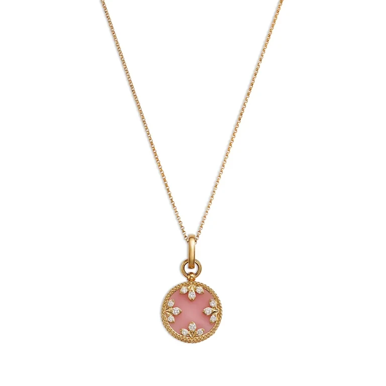 Roberto Coin 18K Yellow Gold Diamond & Pink Opal Venetian Princess Medallion Necklace, 16