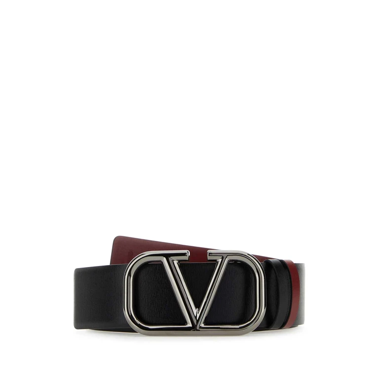 Valentino Garavani Black Leather Vlogo Signature Belt 00b Cinture - Men