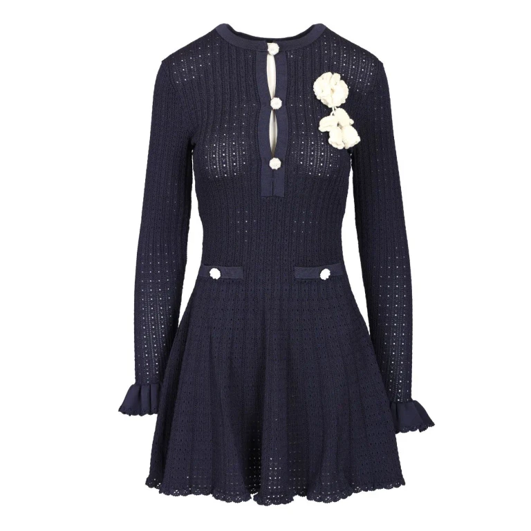 self-portrait Openwork Knit Mini Dress